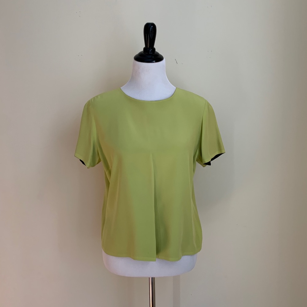 Two Tone Green Reversible Button Down the Back Top